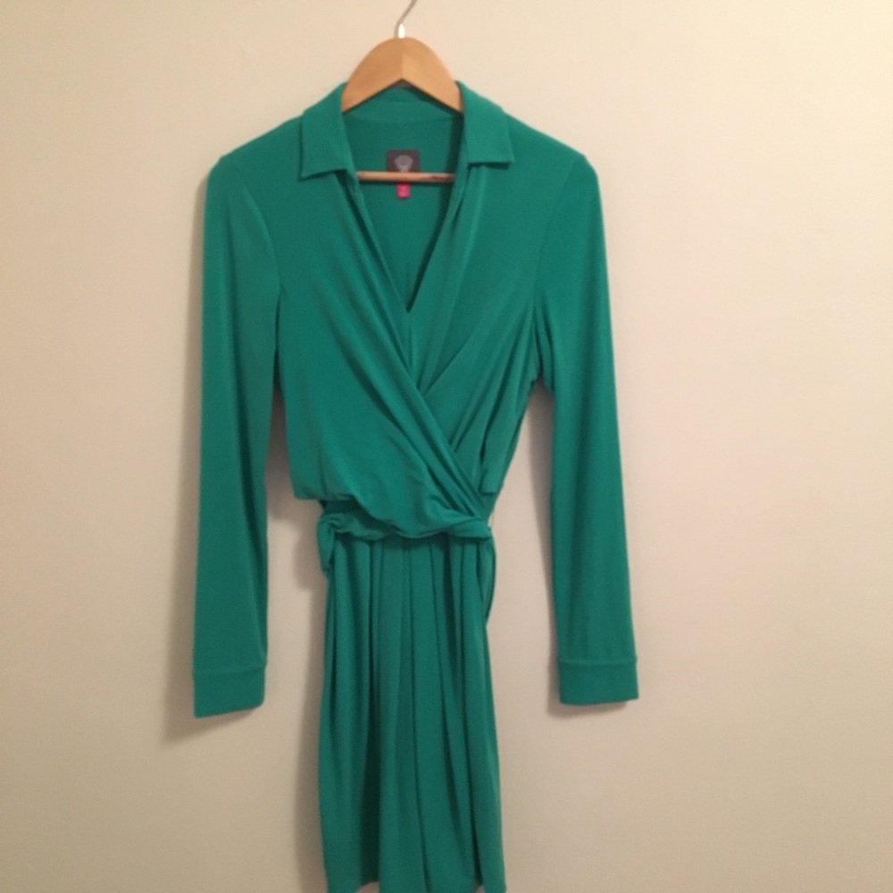Vince Camuto green faux wrap dress 10